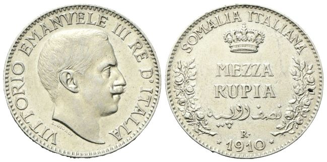 Mezza Rupia 1910 Roma.