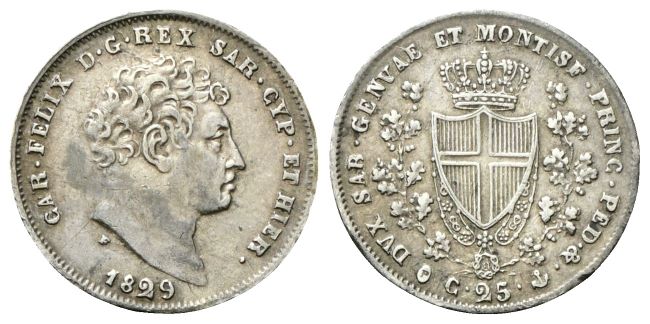 25 Centesimi 1829 Genova.