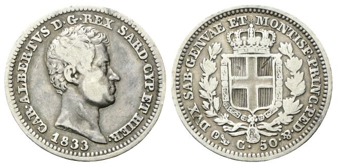 50 Centesimi 1833 Genova.