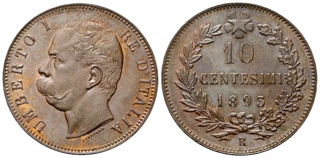 10 Centesimi 1893 Roma.