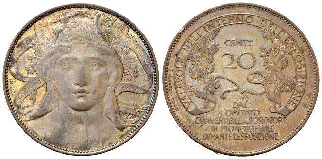 20 Centesimi 1906 Buono, esposizione di Milano.