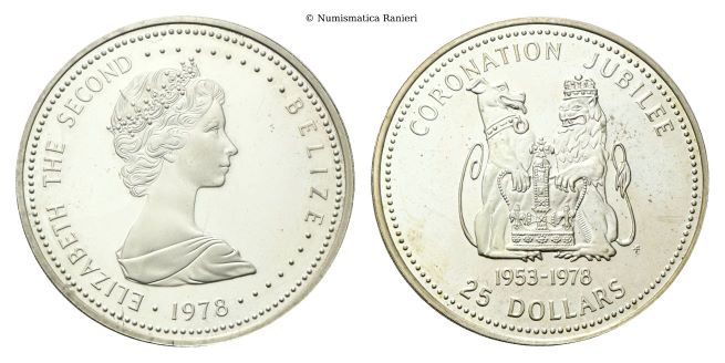 25 Dollari 1978, 25° anniversario - Incoronazione della regina Elisabetta II.