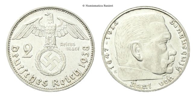 2 Reichsmark 1938 E.