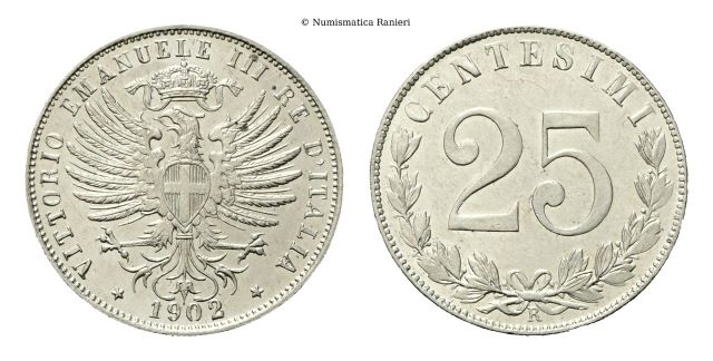25 Centesimi 1902 Roma, Valore.