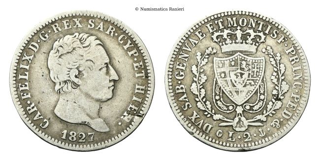 2 Lire 1827 Genova.