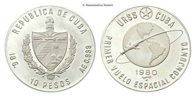 10 Pesos 1980, Primo volo spaziale congiunto cubano-sovietico.