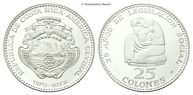 25 Colones 1970.