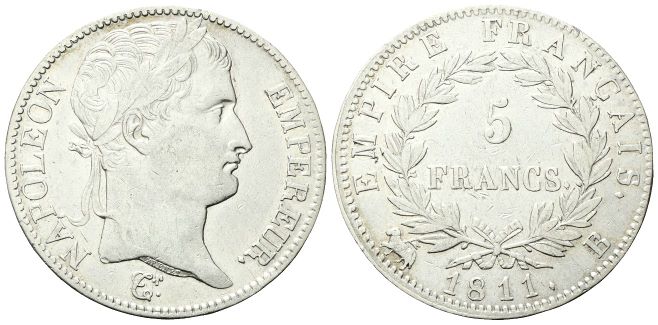 5 Franchi 1811 B, zecca di Ruen.