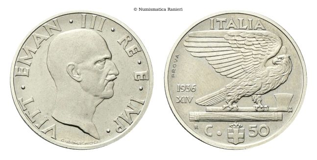 50 Centesimi 1936 PROVA a. XIV Roma, Impero.