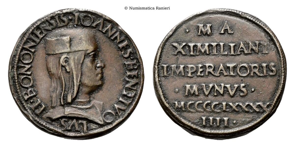 Medaglia o prova in bronzo del testone 1494 per la concessione dello "ius monetandi" (opus Francesco Raibolini detto il Francia).