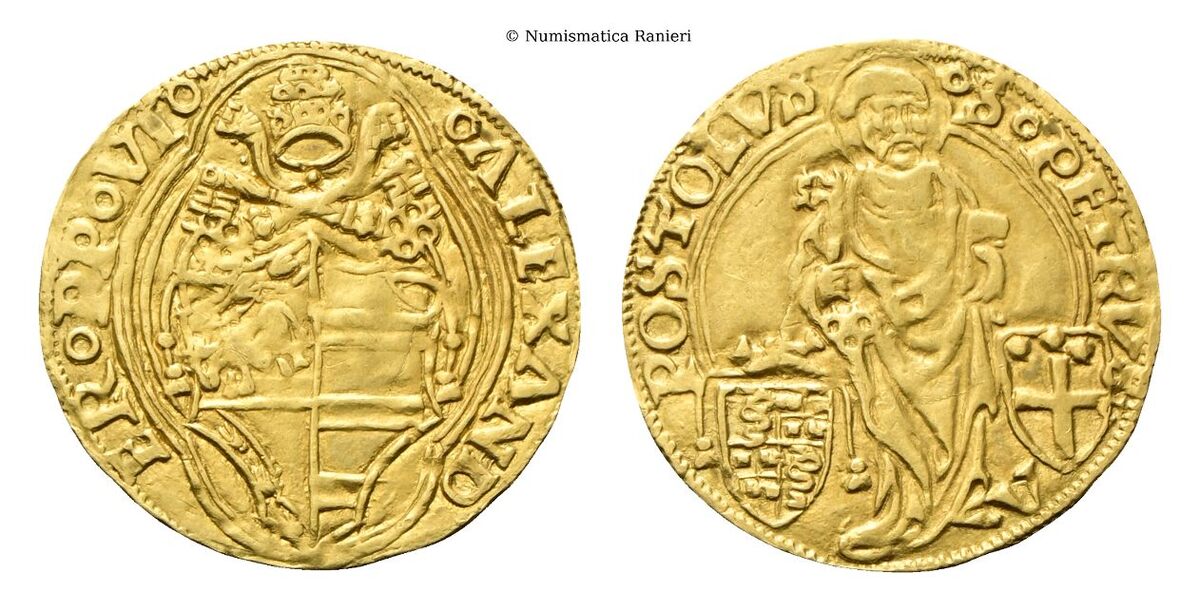 Ducato papale. Variante molto rara con al  Rv.  S. PETRUS APOSTOLUS.