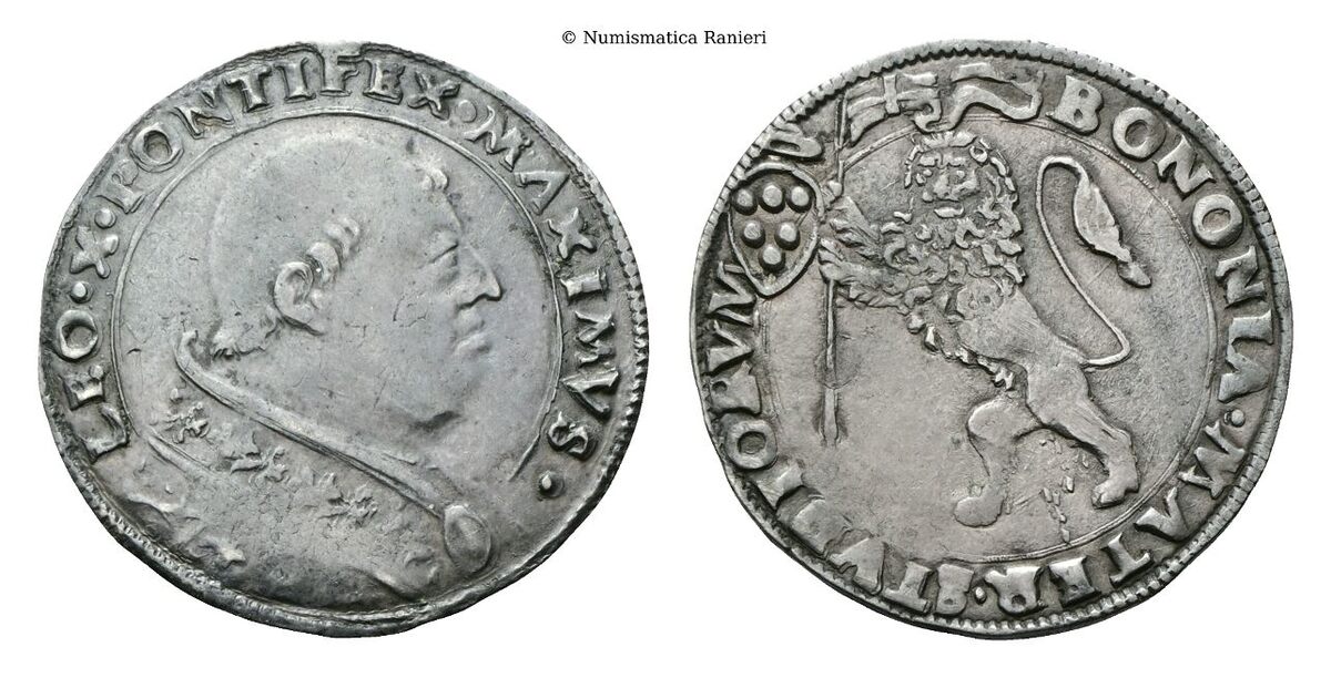 Bianco (o Leone o Giulio) del III Tipo. Leone con stemma del Card. GIULIO Dè MEDICI.