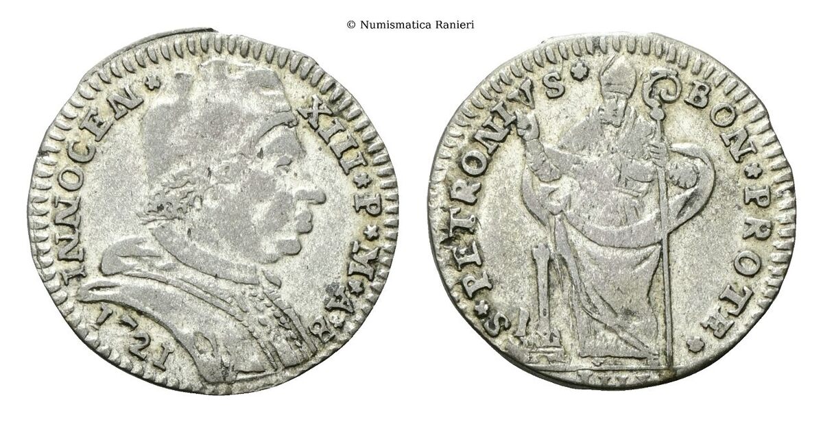 Muraiola da 4 Bolognini 1721. Zecchiere A. B. Angelo Bazzanelli - Incisore Antonio Lazzari. 