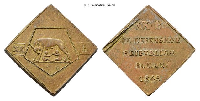 Assedio francese. 20 Baiocchi 1849. 