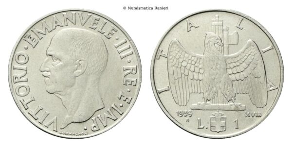 Lira 1939 a. XVIII Impero, antimagnetica.