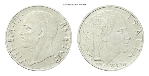 20 Centesimi 1939 a. XVII Roma, Impero magnetica.