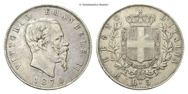 5 Lire 1870 Roma.