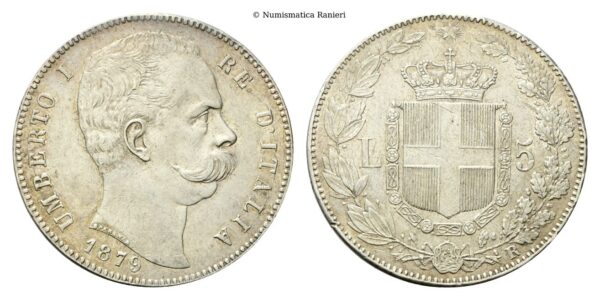 5 Lire 1879 Roma, II° Tipo.