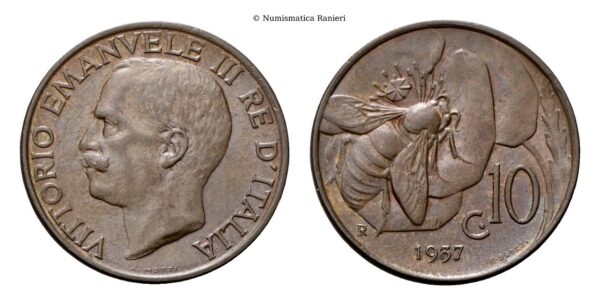 10 Centesimi 1937 Roma, Ape.