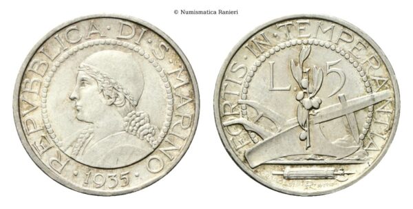 5 Lire 1935.