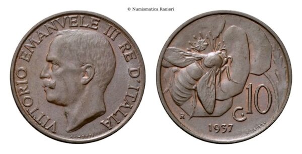 10 Centesimi 1937 Roma, Ape.