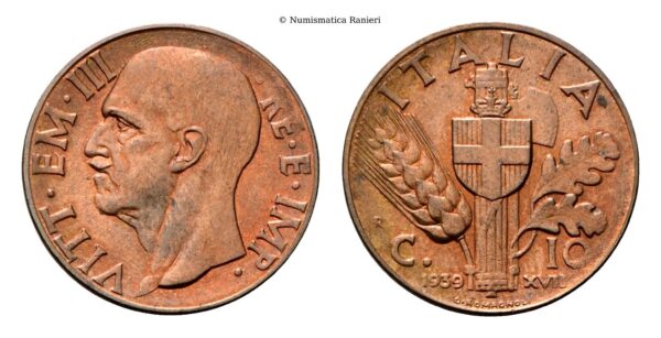 10 Centesimi 1939 a. XVII Roma, Impero, I Tipo.