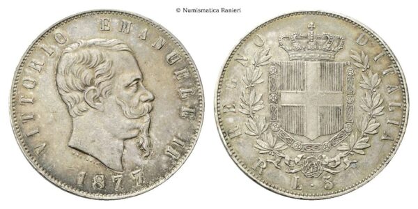 5 Lire 1877 Roma.