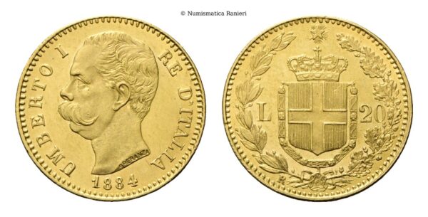 20 Lire 1884 Roma.