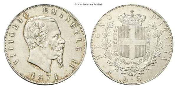 5 Lire 1871 Roma.