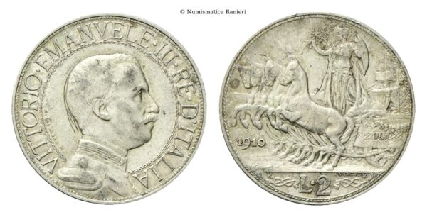 2 Lire 1910 Roma, Quadriga veloce.