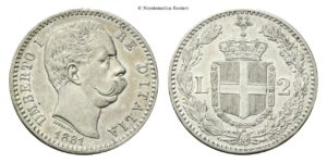 2 Lire 1881 Roma, I° Tipo.
