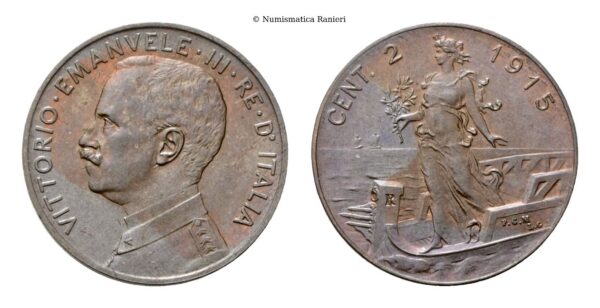 2 Centesimi 1915 Roma, Italia su prora.