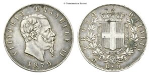 5 Lire 1870 Roma.