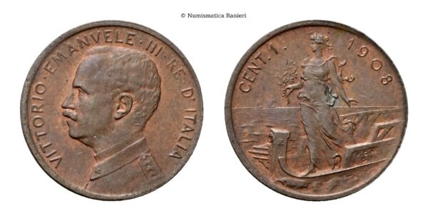 Centesimo 1908 Roma, Italia su prora.
