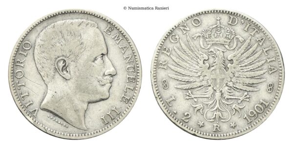 2 Lire 1901 Roma, Aquila Sabauda.