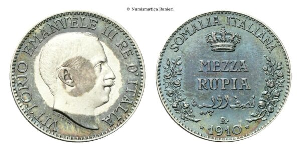 Mezza Rupia 1910 Roma.