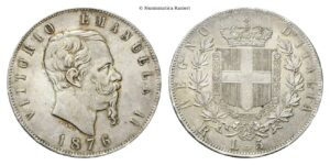 5 Lire 1876 Roma.