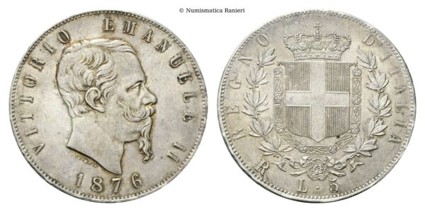 5 Lire 1876 Roma.