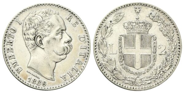 2 Lire 1886 Roma, I° Tipo.