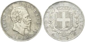 5 Lire 1865 Torino.