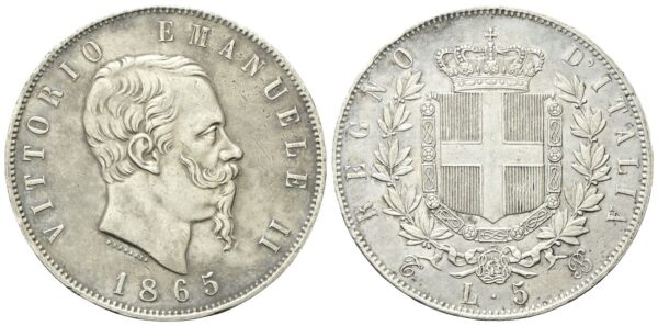 5 Lire 1865 Torino.