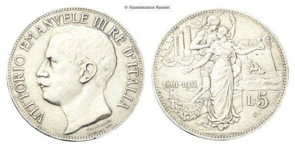 5 Lire 1911 Roma, Cinquantenario.