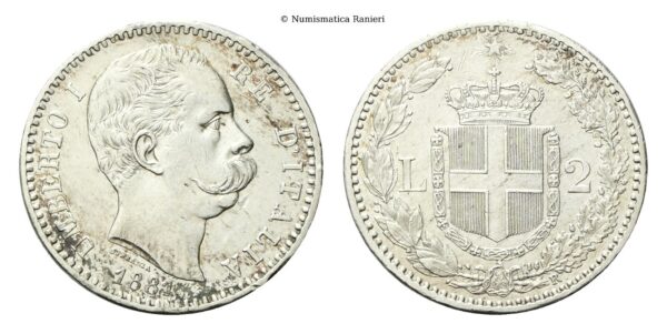 2 Lire 1881 Roma, I° Tipo.