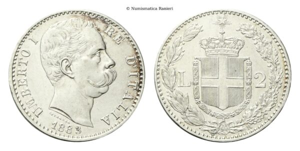 2 Lire 1883 Roma, I° Tipo.