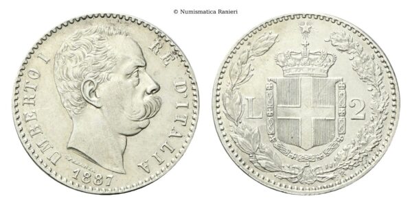 2 Lire 1887 Roma, II° Tipo.