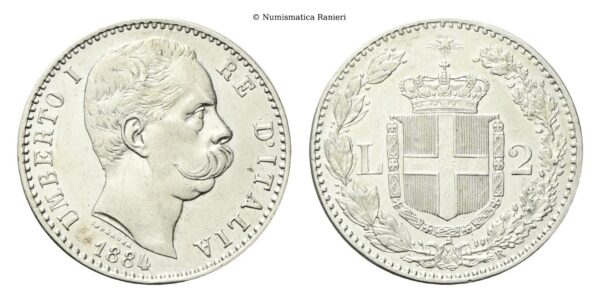 2 Lire 1884 Roma, I° Tipo.