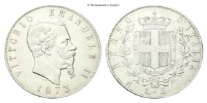 5 Lire 1873 Roma.