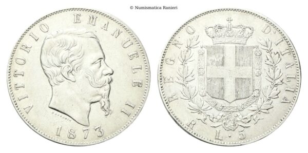 5 Lire 1873 Roma.