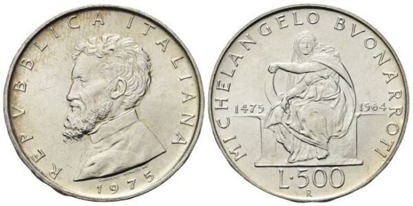 500 Lire 1975, Michelangelo Buonarroti.