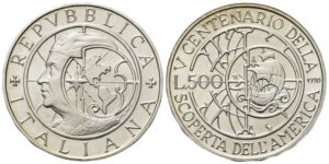 500 Lire 1990, II emissione Scoperta dell’America.
